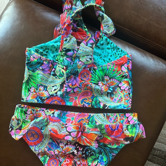 Luli Fama Lulita Girls Viva Cuba Ruffle Tankini Multicolor -Size 8 - Picture 2 of 3